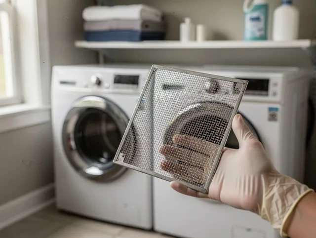Diamond Bar Dryer Vent Cleaning specialist performing detailed lint trap cleaning service in Diamond Bar