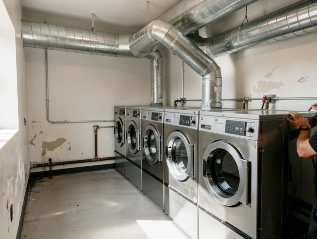Diamond Bar Dryer Vent Cleaning team performing large-scale commercial dryer vent cleaning in Diamond Bar