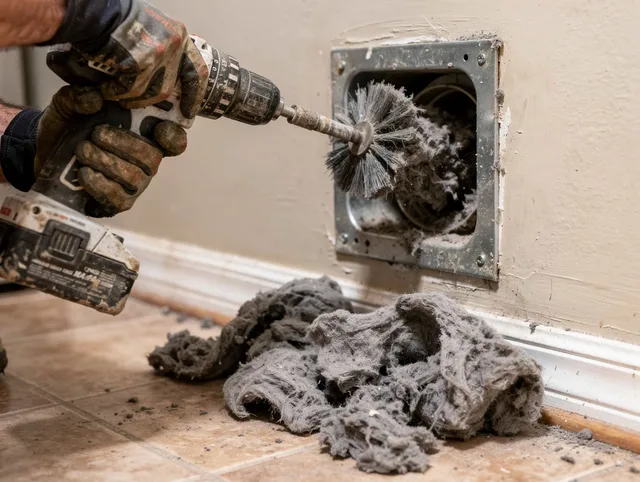 Certified Diamond Bar Dryer Vent Cleaning technician performing dryer vent cleaning in Diamond Bar
